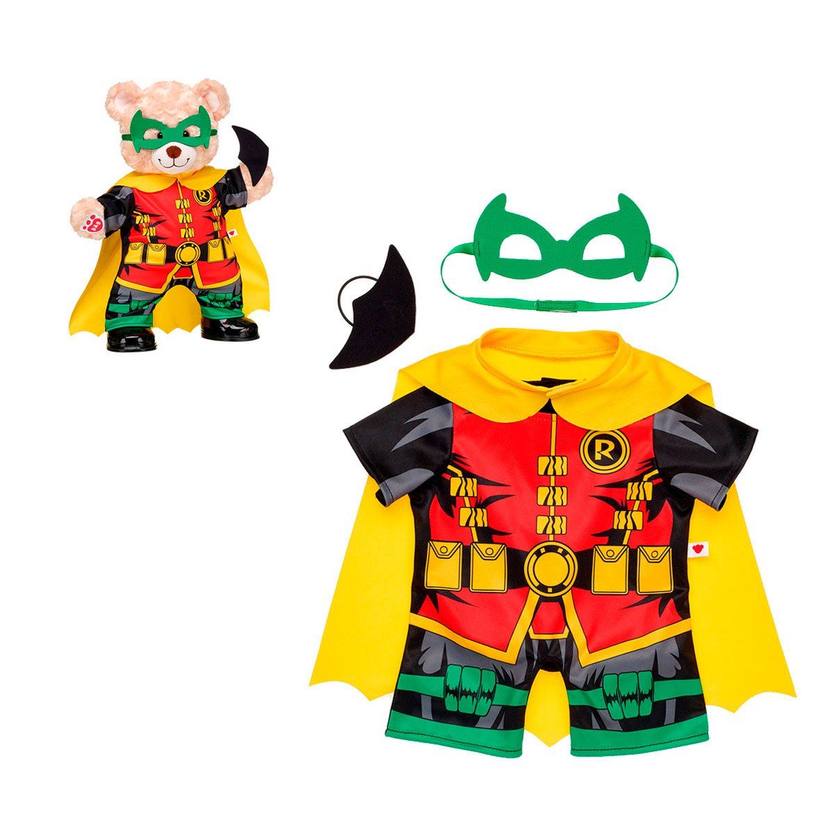 BUILD A BEAR - Disfraz Robin Build A Bear con capa y antifaz verde