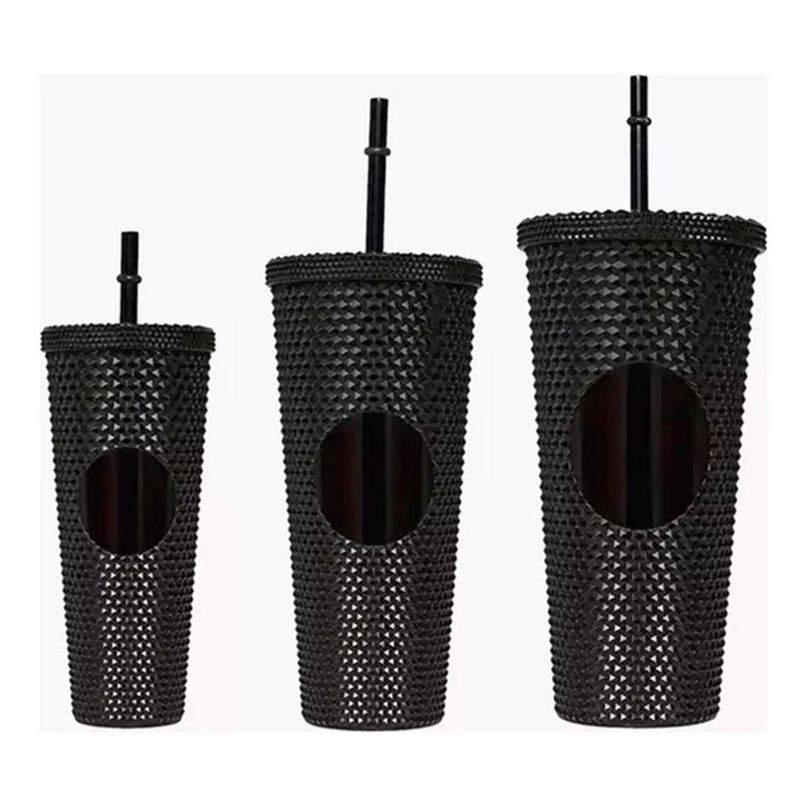 ESHOPANGIE - Pack De 3 Vasos Tumbler Tipo Starbucks Con Bombilla Y Tapa Negro