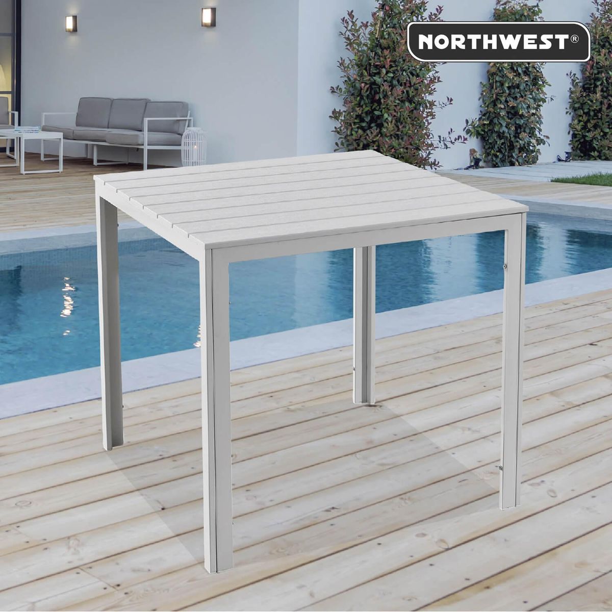 NORTHWEST - Mesa Terraza Polywood Impermeable 78X78cm Blanca Northwest