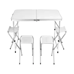 NORTHWEST - Mesa Aluminio Plegable 120x60x69 Blanca + 4 pisos
