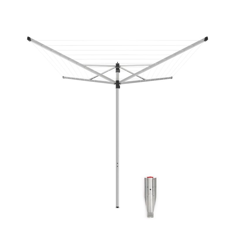BRABANTIA - Tendedero paraguas rotatorio Lift-O-Matic 40 Mt + soporte jardín Gris BRABANTIA