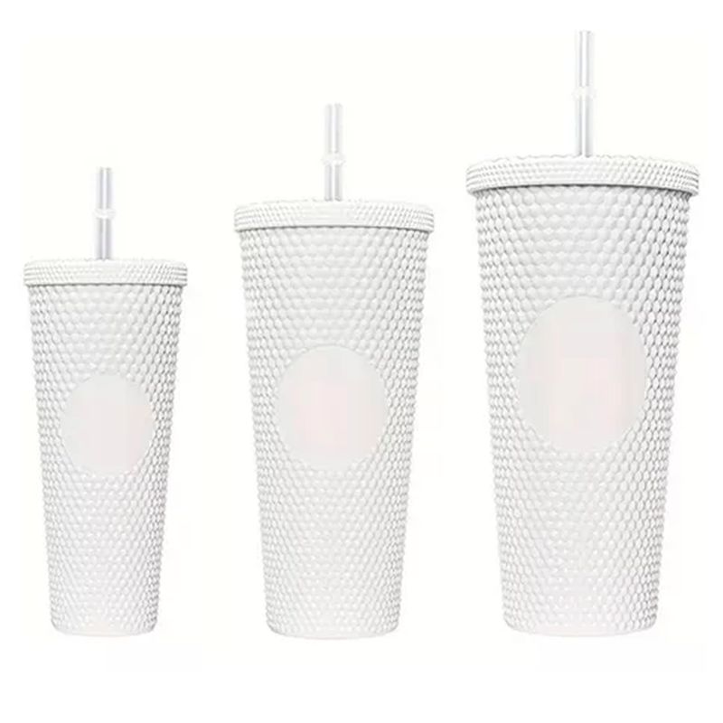 ESHOPANGIE - Pack De 3 Vasos Tumbler Tipo Starbucks Con Bombilla Y Tapa Blanco