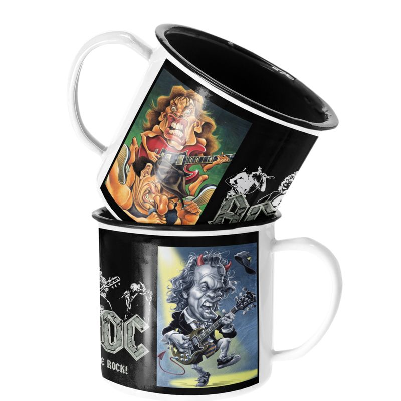 SM - Taza Enlozada Lechera ACDC Lets be Rock Banda - Blanco