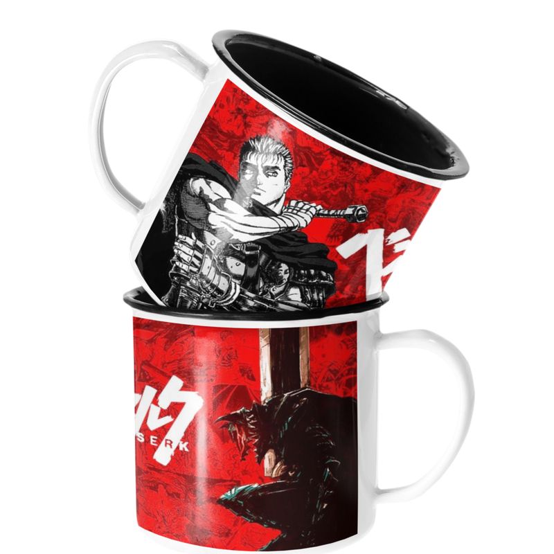 SM - Taza Enlozada Lechera Guts Berserk Anime - Blanco