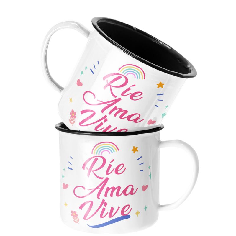SM - Taza Enlozada Lechera Rie ama y vive Frase motivacion SM