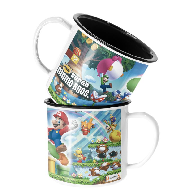 SM - Taza Enlozada Lechera Mario Bross Yoshi Super Mario Bross - Blanco