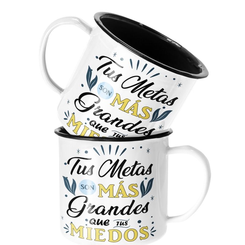 SM - Taza Enlozada Lechera Tus metas son mas grandes que tu miedo SM