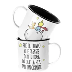 SM - Taza Enlozada Lechera El Principito Libro Tiempo con rosa - Blanco