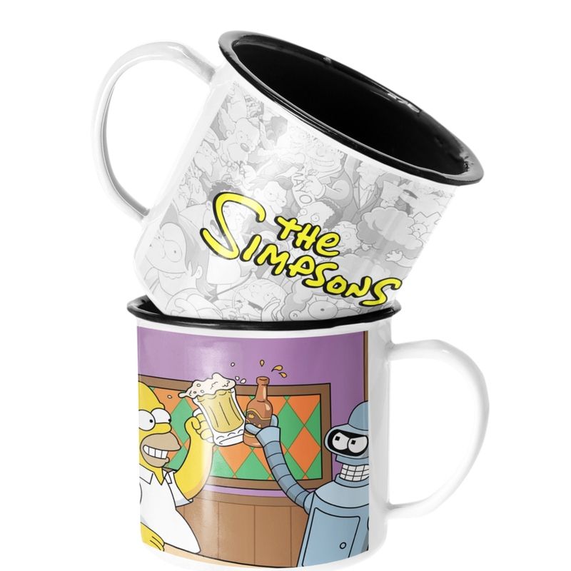 SM - Taza Enlozada Lechera Homero y Bender bebiendo Cerveza SM