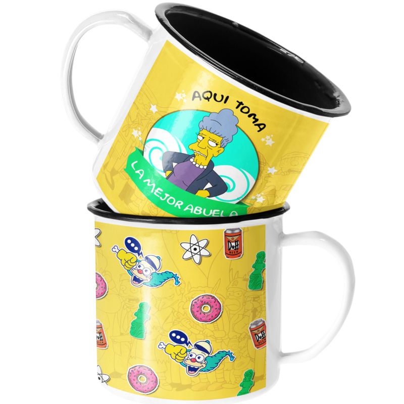 SM - Taza Enlozada Lechera Mejor Abuela Regalo Los SImpsons - Blanco