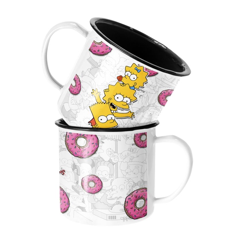 SM - Taza Enlozada Lechera Bart Lisa y Maggie Simpsons Rosquilla SM
