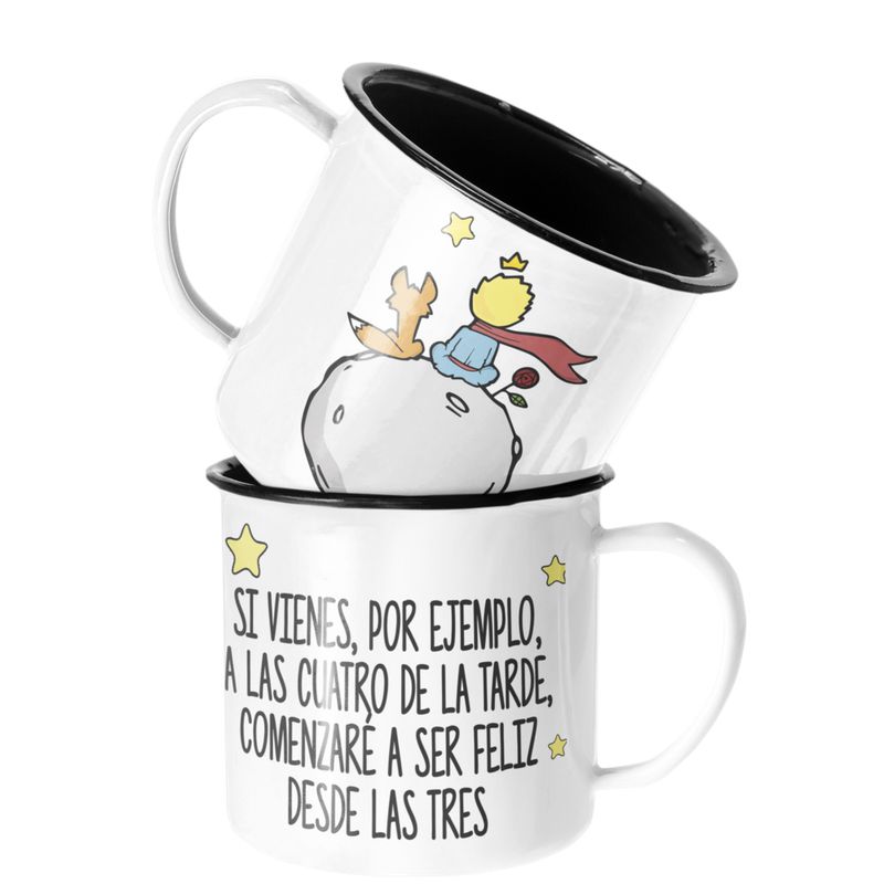 SM - Taza Enlozada Lechera El Principito Libro Estaré feliz - Blanco