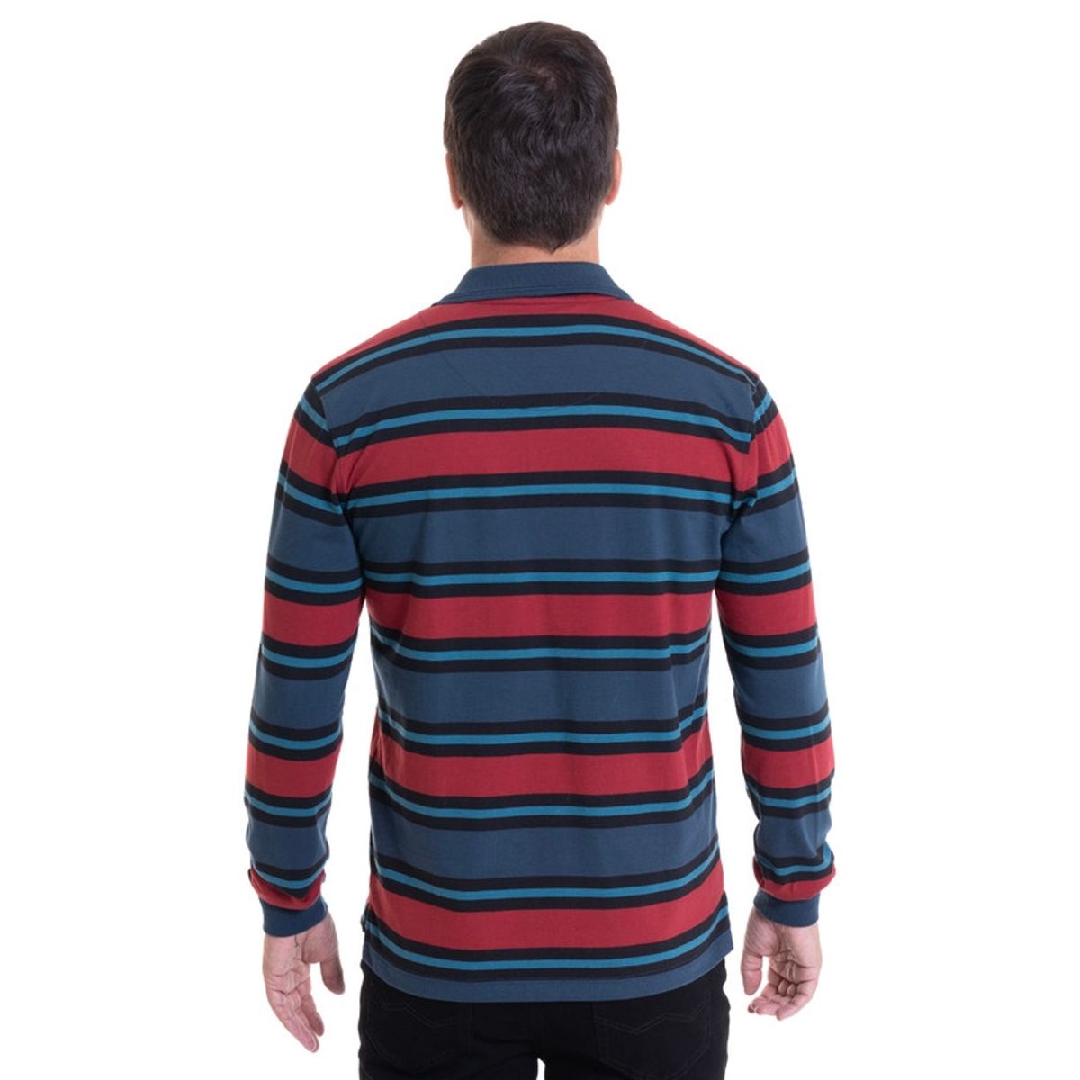 KOTTING - Polera Jersey Listada Cuello Camisero Azul KOTTING