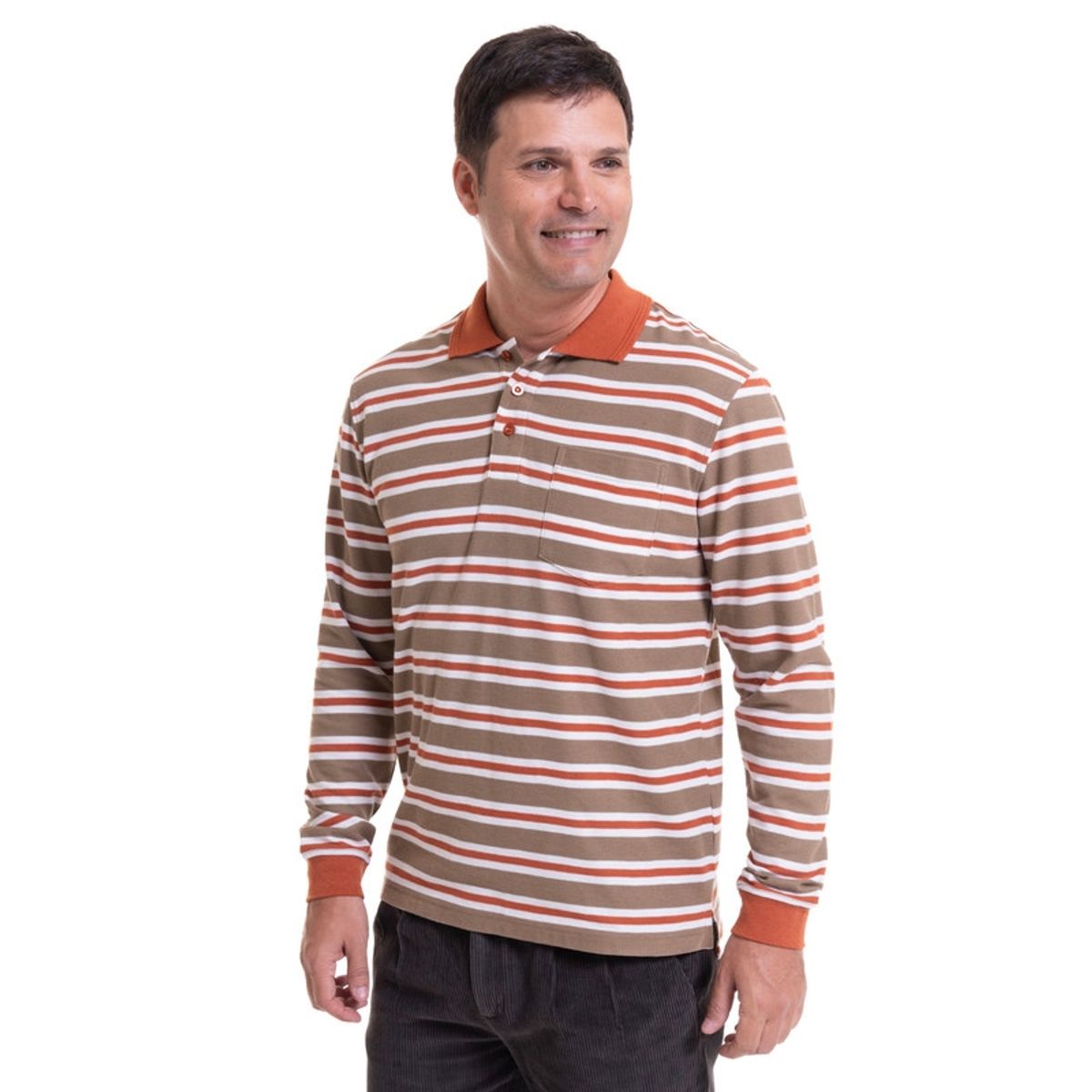 KOTTING - Polera Piqué Listada Naranja KOTTING