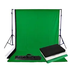 GENERICO - KIT PORTATELÓN DE FONDO FOTOGRÁFICO + PINZAS + 3 FONDOS