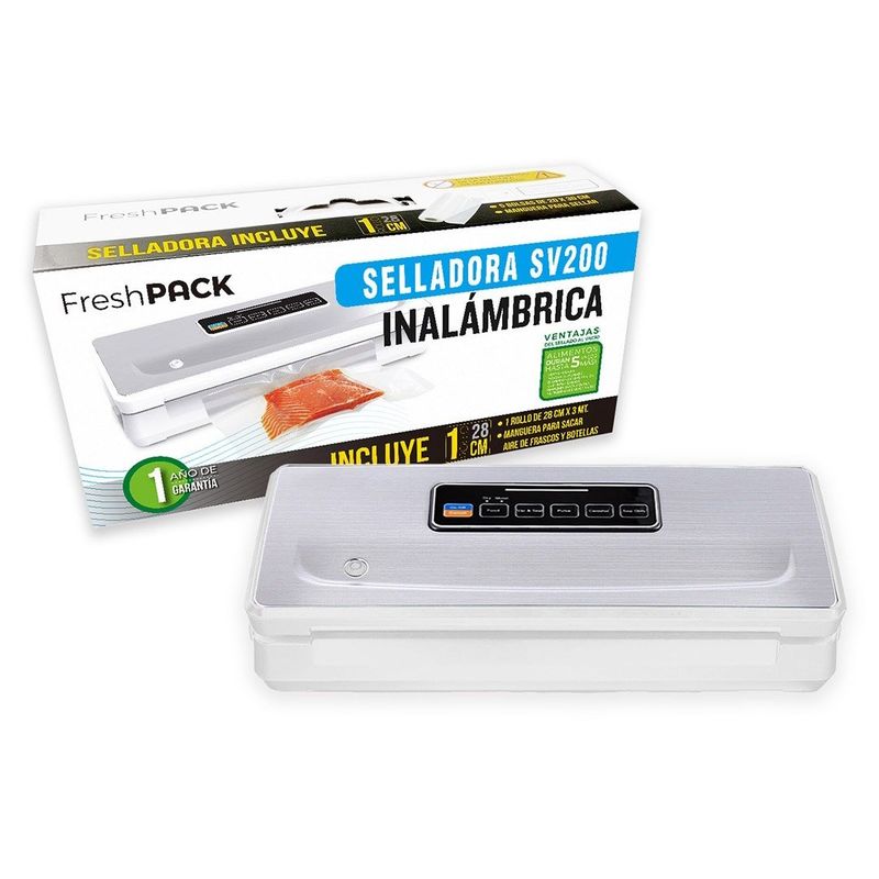 FRESHPACK - Selladora al vacio Inalámbrica + 3 rollos 22cm x 5mt