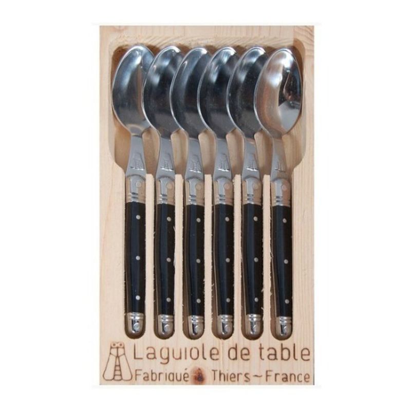 LAGUIOLE - Set 6 cuchara cafe negro