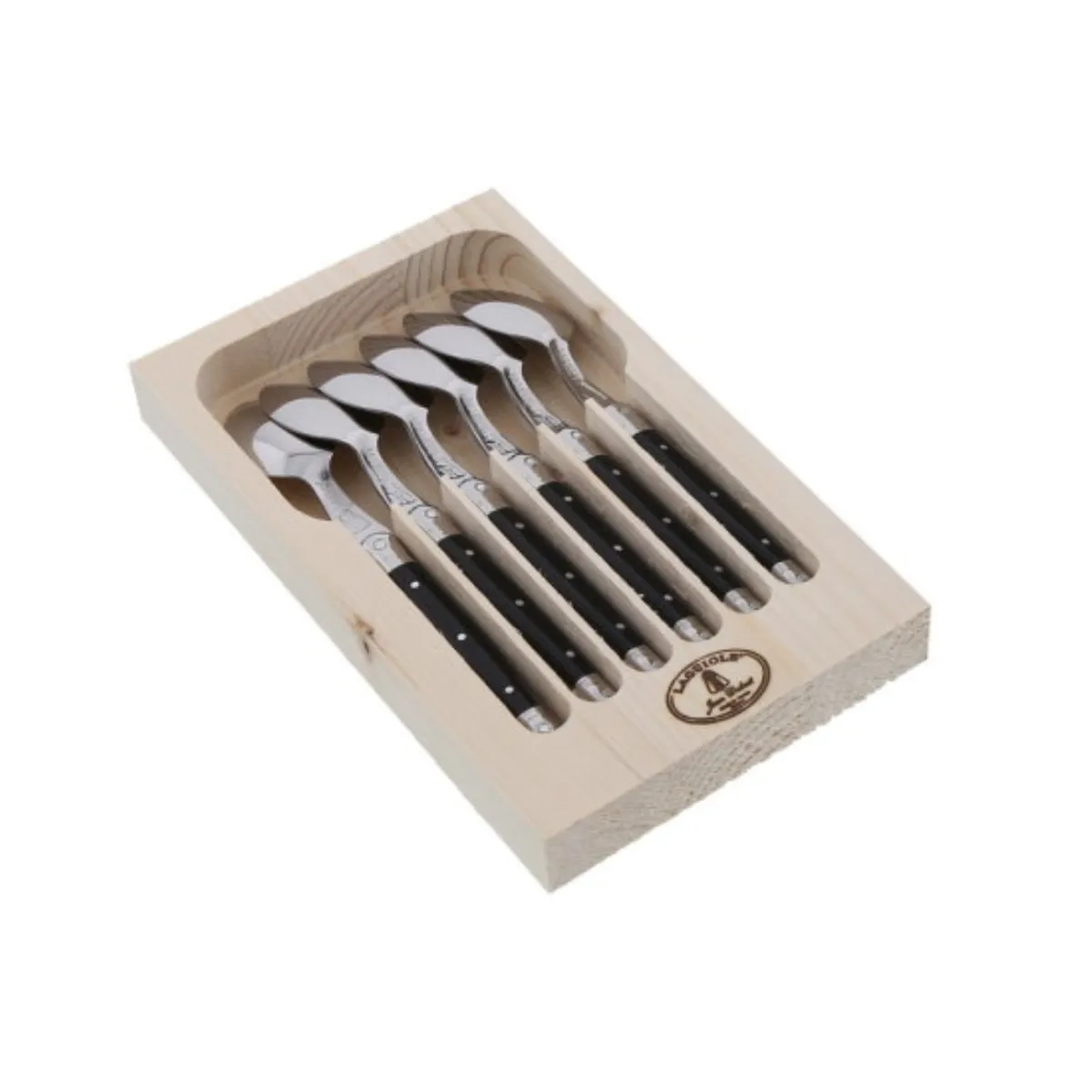 LAGUIOLE - Set 6 cuchara cafe negro