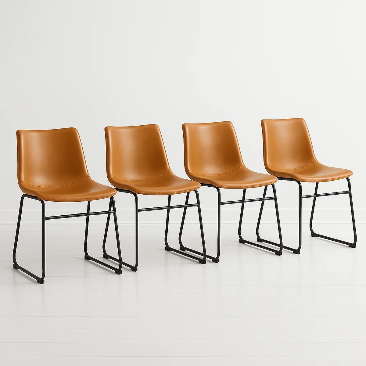 KLIK - Pack de 4 Sillas Burgos de Comedor de Cuero Sintético y Metal KLIK