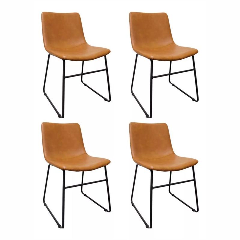 KLIK - Pack de 4 Sillas Burgos de Comedor de Cuero Sintético y Metal KLIK