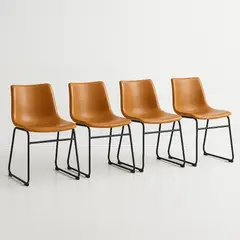 KLIK - Pack de 4 Sillas Burgos de Comedor de Cuero Sintético y Metal