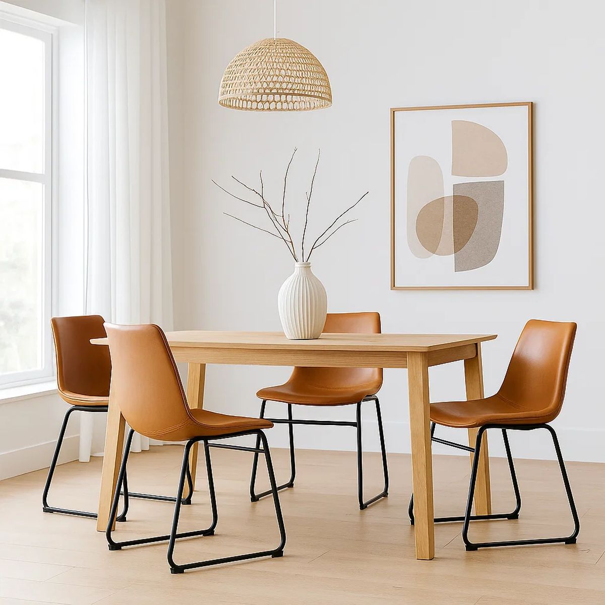 KLIK - Pack de 4 Sillas Burgos de Comedor de Cuero Sintético y Metal KLIK