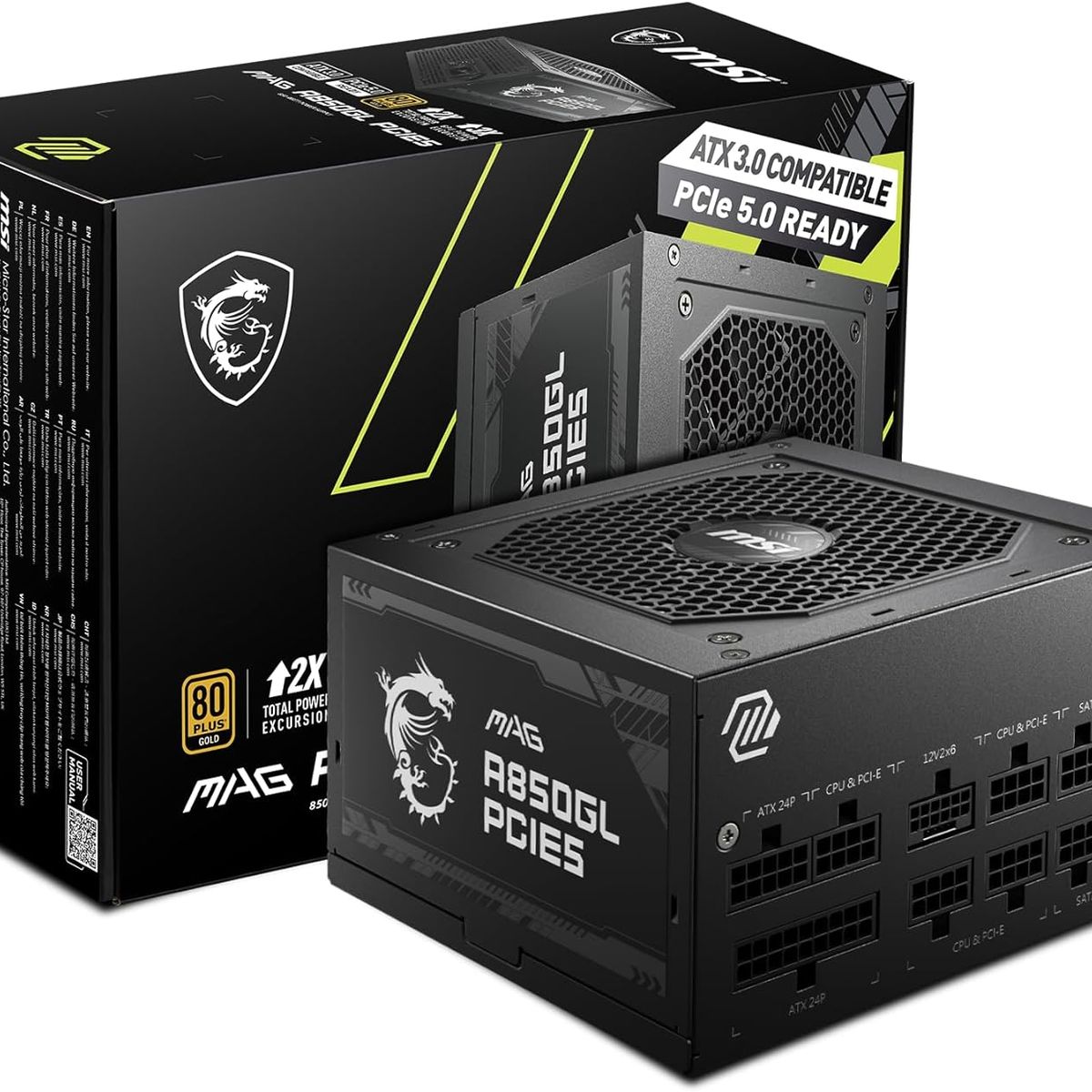 MSI - Fuente de Poder MSI MAG A850GL PCIE5 850W F Modular 80+ Gold MSI