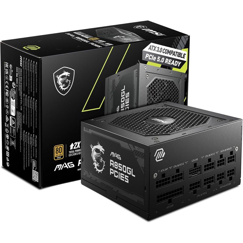 MSI - Fuente de Poder MSI MAG A850GL PCIE5 850W F Modular 80+ Gold - Negro