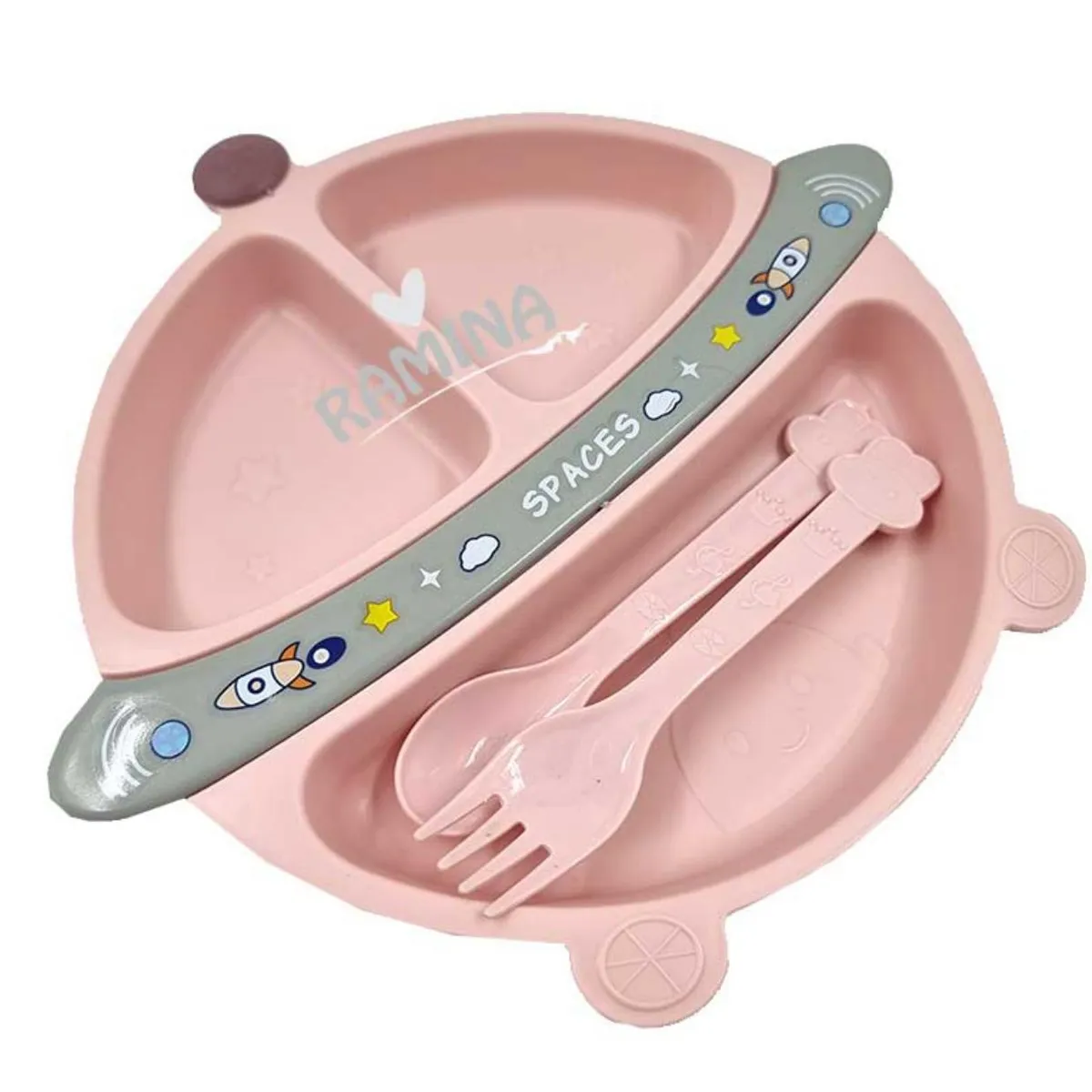GENERICO - SET COMIDA INFANTIL MODELO ESPACIAL ROSADO