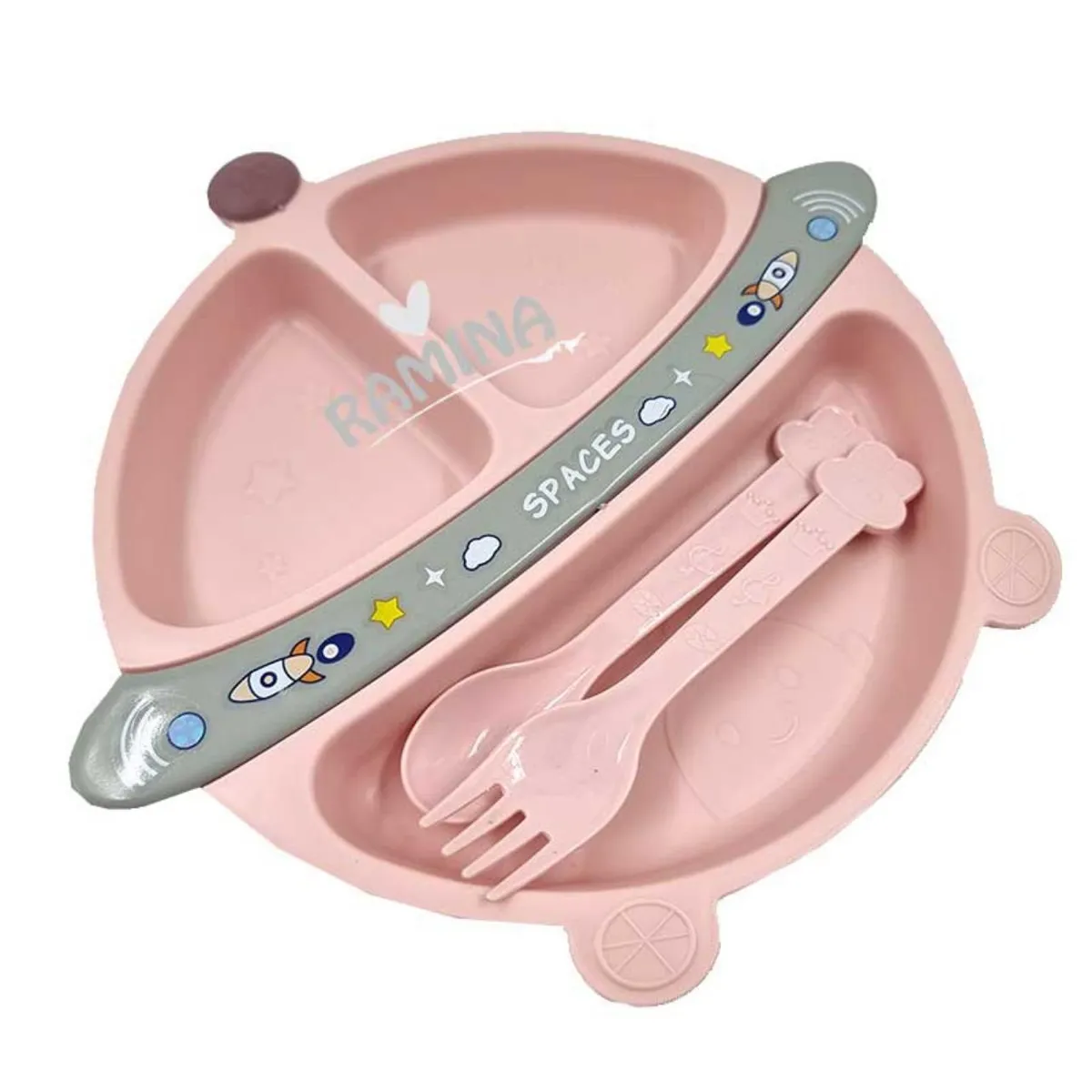 GENERICO - SET COMIDA INFANTIL MODELO ESPACIAL ROSADO