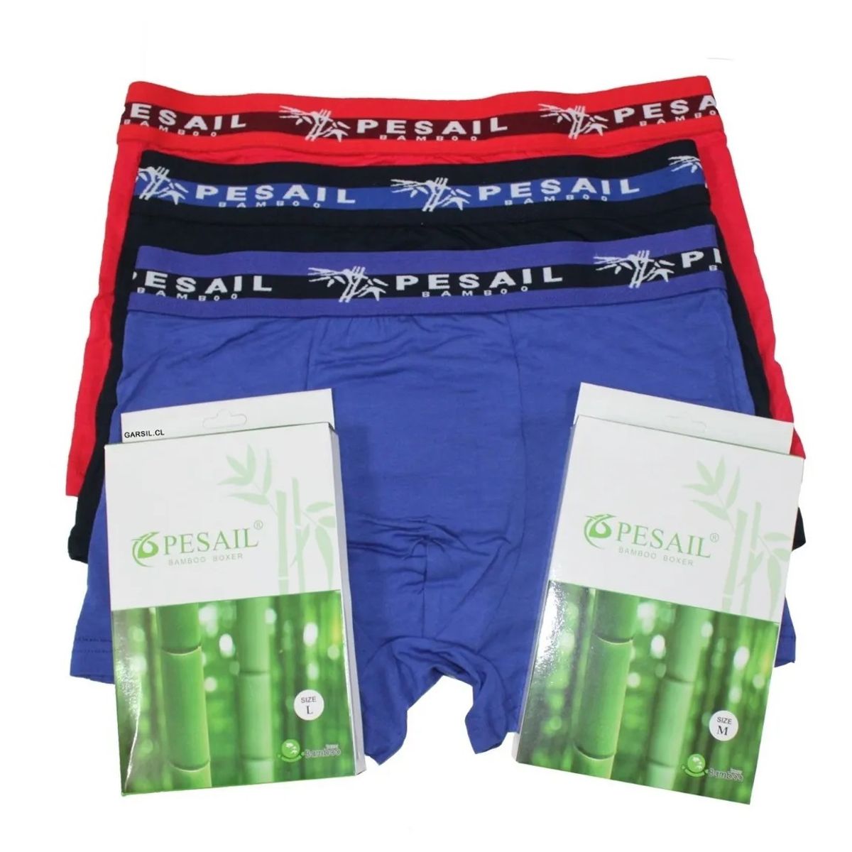 GARSIL - X3 Boxer Con Fibra de Bambu Para Hombre - Diseño Liso - Tripack