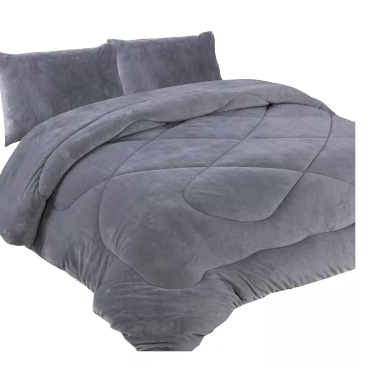 GENERICO - Cubrecama Sherpa Coral 2,00 x 2,30 GRIS LISO 2P