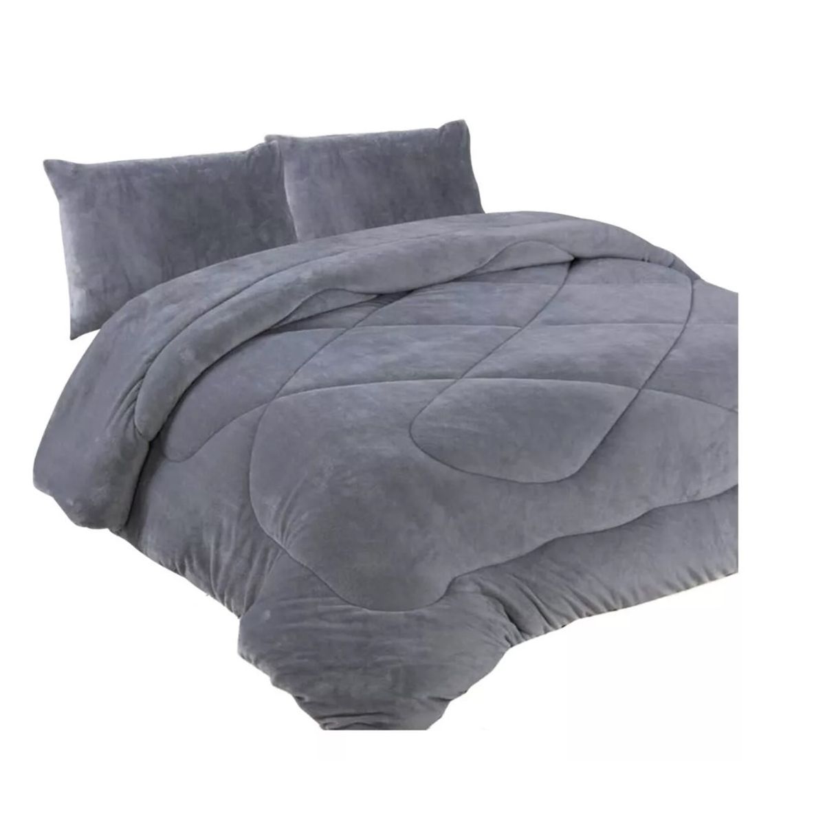 GENERICO - Cubrecama Sherpa Coral 2,00 x 2,30 GRIS LISO 2P