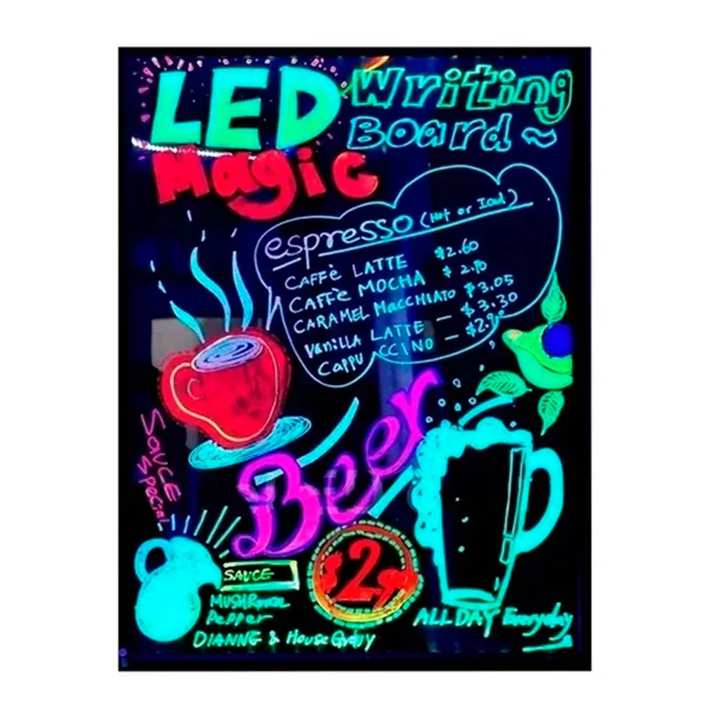 ESHOPANGIE - Pizarra Led Luminosa 40x60 Cm 6 Plumones, Paño Y Control