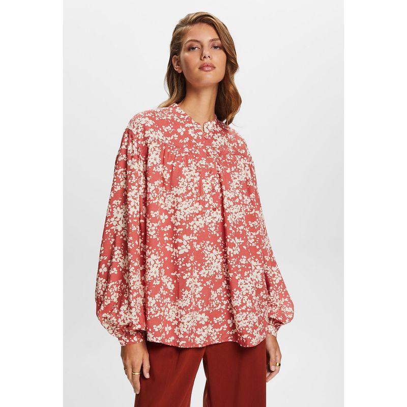 ESPRIT - Blusa cuello alto y mangas anchas estampada Mujer Esprit ESPRIT