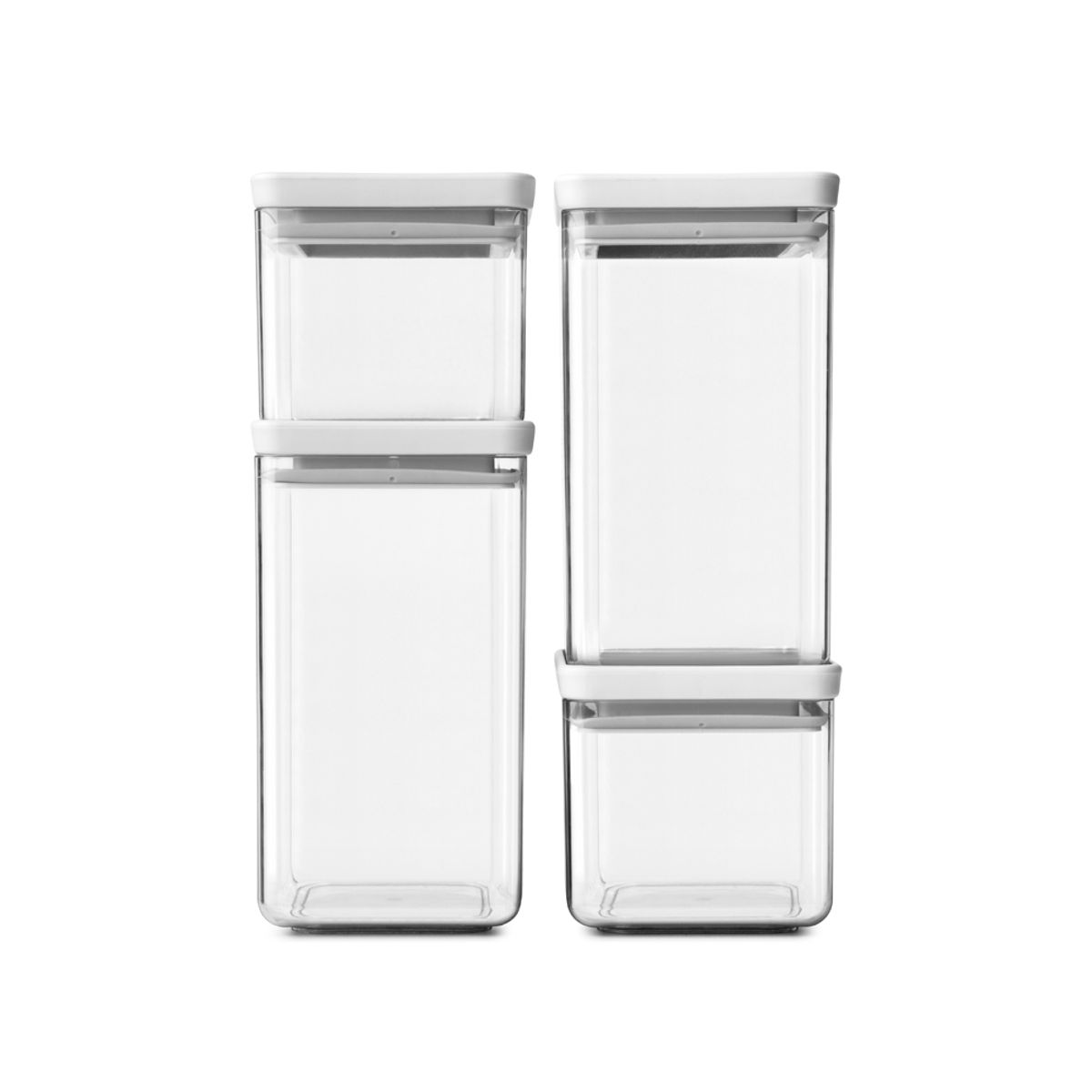 BRABANTIA - Juego de 4 contenedores cuadrados TASTY+ White BRABANTIA