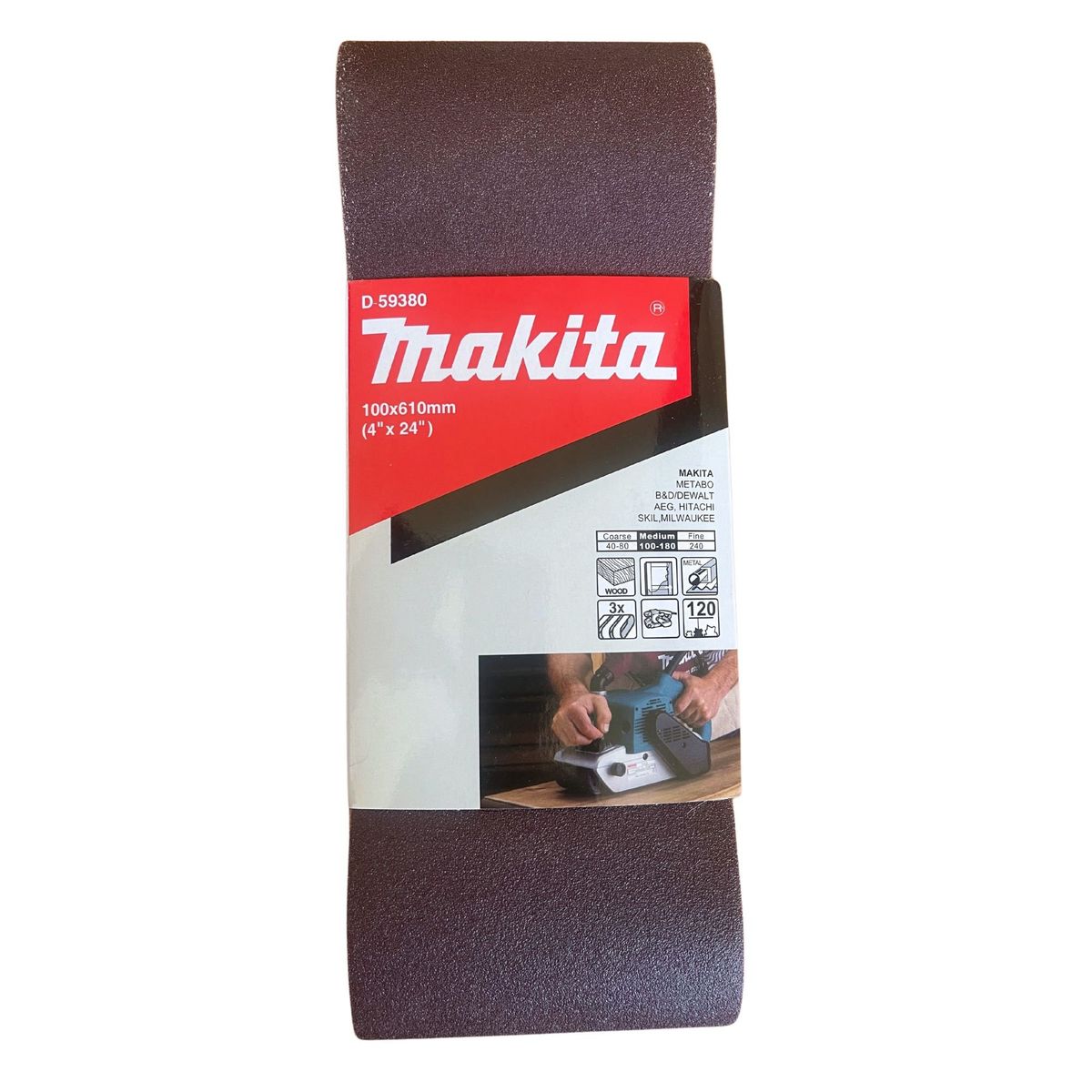 MAKITA - Lija de Banda 4x24" 3Pzs G120 Madera-Metal Makita D59380