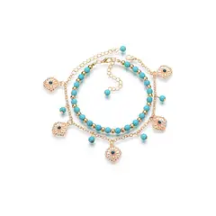 GLORIAHOON - Tobilleras Conjunto Turquesa Chic Boho