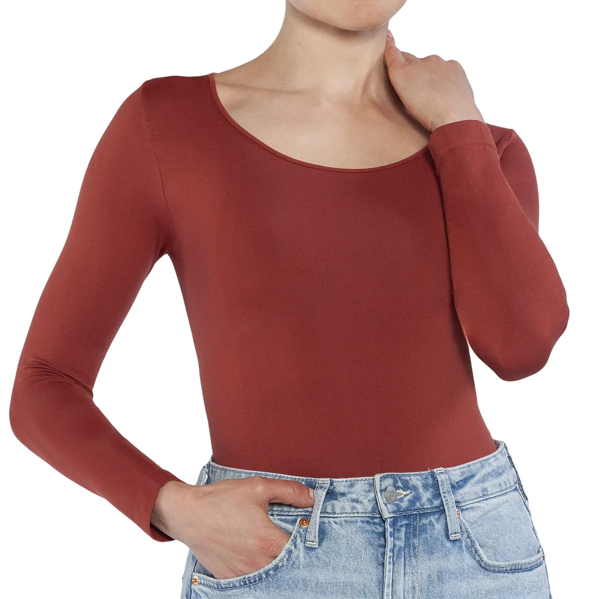 MONARCH - Polera Manga Larga Esencial Terracota Monarch