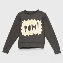 COYOTE KIDS - Polerón gris jaspeado pow algodón peruano - Gris
