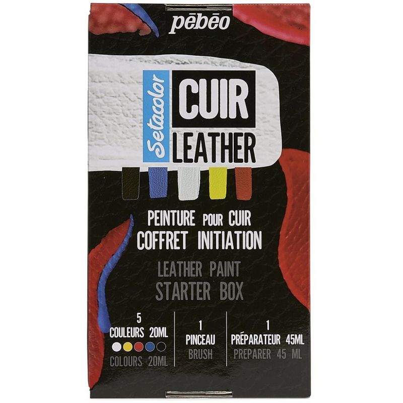 PEBEO - Pintura para Cuero Pebeo Setacolor Set 5 Colores x 20ml