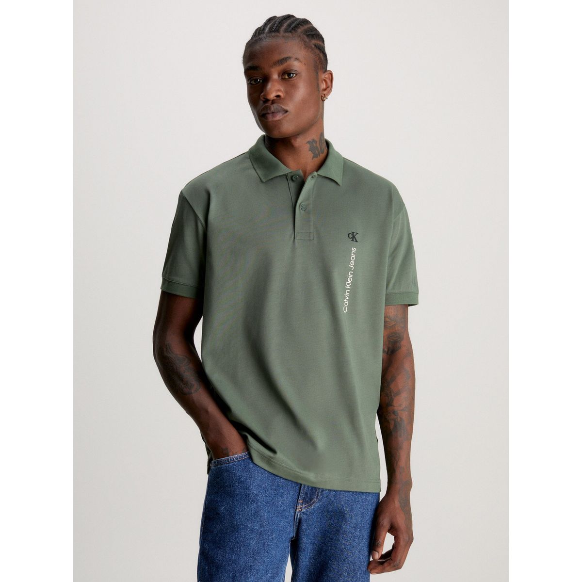 CALVIN KLEIN - Polo Vertical Institutional Verde Calvin Klein