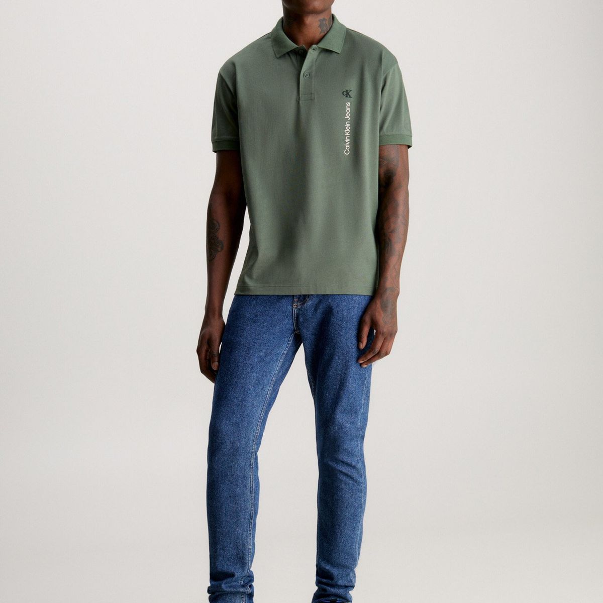 CALVIN KLEIN - Polo Vertical Institutional Verde Calvin Klein