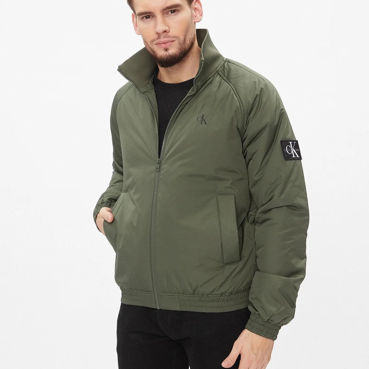 CALVIN KLEIN - Bomber Padded Harrington Verde Calvin Klein