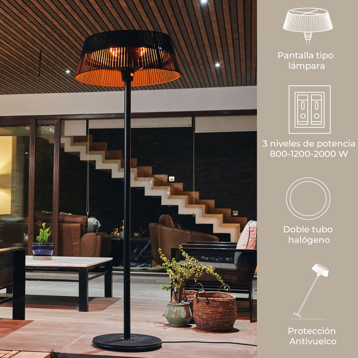 RELAN - Estufa Exterior Eléctrica Relan de Pie 2000W