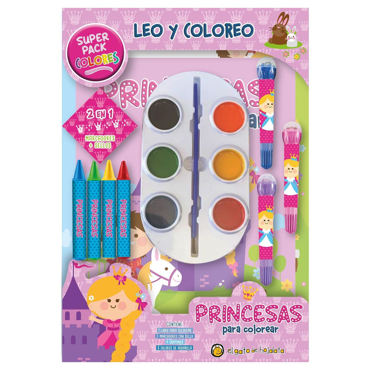EDITORIAL GUADAL - LIBRO LEO Y COLOREO SUPERPACK - PRINCESAS