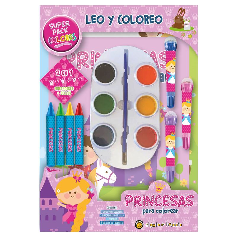 EDITORIAL GUADAL - LIBRO LEO Y COLOREO SUPERPACK - PRINCESAS