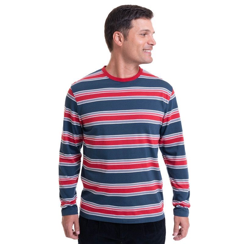 KOTTING - Polera Jersey Listada Cuello Redondo Azul KOTTING