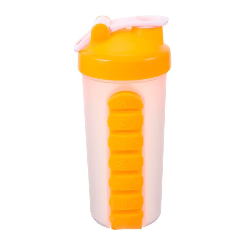 GENERICO - Botella De Agua 600ml + Pastillero Semanal Amarillo