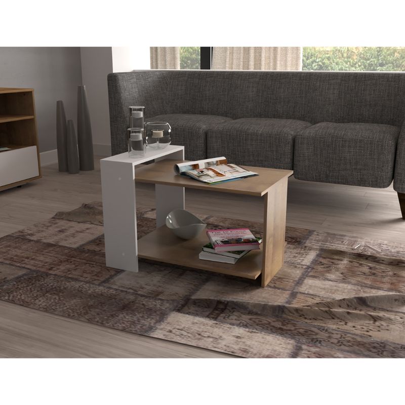 INVAL - Mesa de Centro Amaretto-Blanco 45 cm x 66 cm x 62 cm MCS13206